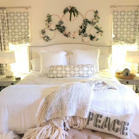 Bedroom Wreath Above Bed, Wreath Over Bed, Wreath Above Bed, Bedroom Wreath, Unmade Bed, Hoop Wreaths, My To Do List, Pretty Wreath, Above Bed