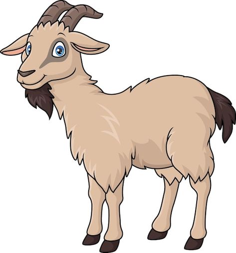 Cute goat cartoon isolated on white back... | Premium Vector #Freepik #vector #cute-sheep #sheep #animal-mascot #goat Goat Clipart Cute, Cute Goat Cartoon, Goat Clipart, Cute Goat, Vector Doodle, Cute Goats, Psd Icon, Background Background, Alphabet Activities