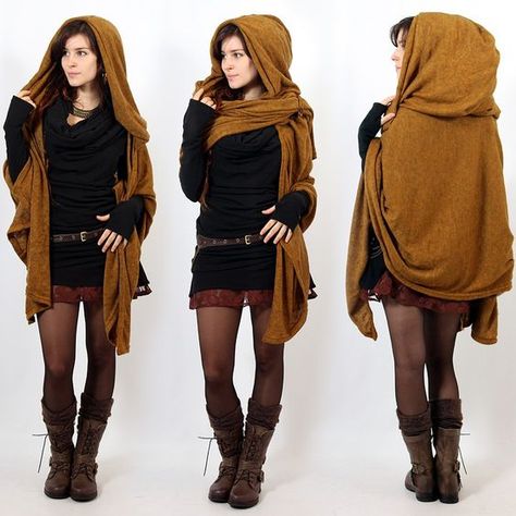 Swamp Theme, Scarf Cape, Hood Scarf, Alternative Universe, Big Scarf, Medieval Style, Scarf Outfit, Hooded Cape, Hooded Scarf