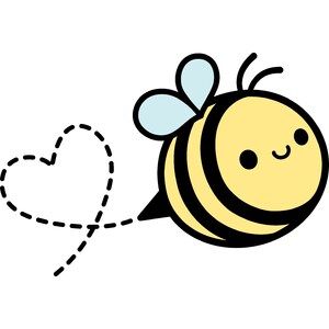 Cute Bee Drawing Kawaii, Cute Bee Design, Cute Bees Drawings, Cute Bee Doodle, Cartoon Art Cute Animal, Bee Drawing Simple Cute, Bee Drawing Cartoon, Bee Cute Drawing, How To Draw A Bee