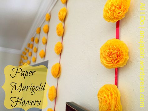 DIY Paper Marigold Flower Marigold Garland, Marigold Flowers, Diwali Party, Diwali Decor, Marigold Flower, Hall Decor, Hispanic Heritage Month, Hispanic Heritage, Heritage Month