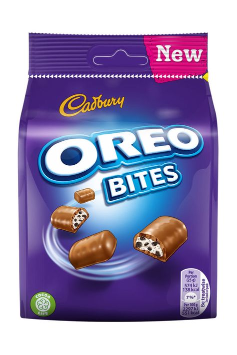 Oreo Bites, Chocolate Candy Brands, Chocolate Packaging Design, Oreo Flavors, Sandwich Bar, Dairy Milk Chocolate, Cadbury Chocolate, Cadbury Dairy Milk, Junk Food Snacks