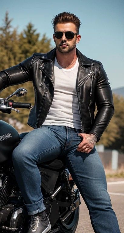 Mens Biker Style, Greaser Style, Motorcycle Guy, Bald Men Style, Hot Biker Guys, Lycra Men, Mens Leather Pants, Biker Men, Men Photoshoot