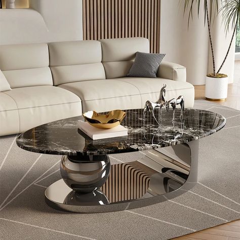 Modern Light Luxury Coffee Table Italian Designer Black Oval Coffee Table High End Mesas De Centro Para Sala Home Furniture - AliExpress 1503 Black Oval Coffee Table, Nordic Coffee Table, Stainless Steel Coffee Table, Metal Living Room, Bedroom Frames, Luxury Coffee, Minimalist Coffee Table, Oval Coffee Table, Luxury Coffee Table