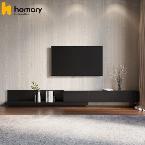 Low Tv Console, Tv Stand Inspiration, Black Media Console, Tv Console Design, Tv Stand Decor Living Room, Tv Stand Modern Design, Walnut Tv Stand, Wood Tv Unit, Tv Console Modern