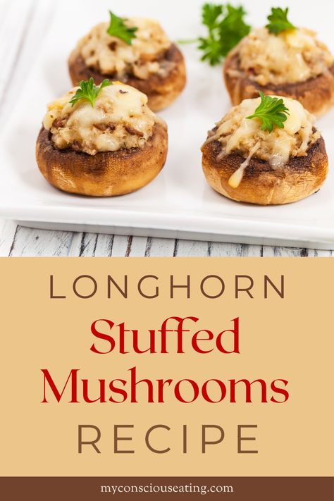 Creamy flavorful stuffed mushrooms Longhorn Stuffed Mushrooms, Longhorn Stuffed Mushrooms Recipe, Stuffed Mushroom Recipe, Stuffed Mushrooms Vegetarian, Fancy Appetizer Recipes, Camping Foods, Fancy Appetizers, Mushroom Recipe, Stuffed Mushroom