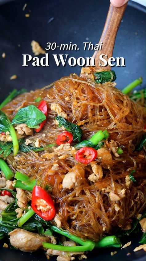 Recipe link in comments or Google 'christieathome pad woon sen' #noodles | Christie at Home | Pad Woon Sen Recipe, Pad Woon Sen, Clear Noodles, Asian Noodle Dishes, Asian Noodle Recipes, Noodle Recipes Easy, Noodle Dish, Chinese Cooking Recipes, Chinese Cooking