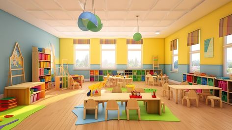 Kindergarten Classroom Interior Brought To Life With 3d Rendering#pikbest#Backgrounds#Homepage Kindergarten Classroom Interior Design, Kindergarten Interior Design Classroom, Kindergarten Classroom Interior, Primary School Design, Classroom Interior Design, Kindergarten Interior Design, Kindergarten Playroom, Kindergarten Background, Classroom Windows