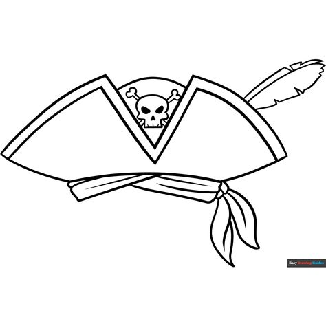 Free Pirate Hat Coloring Page for Kids Pirate Face Drawing, Printable Pirate Hat, Pirate Hat Drawing, Pirate Hat Template, Pirate Hats For Kids, Hat Coloring Page, Clothes Coloring, Pirate Face, Pirate Coloring Pages