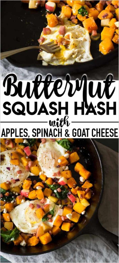 Butternut Squash Breakfast, Butternut Squash Hash, Spinach And Goat Cheese, Easy Butternut Squash, Thanksgiving Brunch, Hash Recipe, Fall Brunch, Easy Brunch Recipes, Brunch Recipe