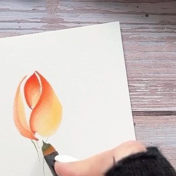 Waterbrush Art, Diy Large Wall Art, Brush Watercolor, Watercolor Journal, Watercolor Red, Instagram Tutorial, Flower Watercolor, Rose Bud, Flower Doodles