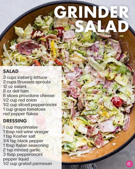 Grinder Salad, Sandwich Salad, Classic Sandwich, Brussels Sprouts, Healthy Meal Prep, Summer Salads, Delicious Salads, Soup And Salad, I Love Food