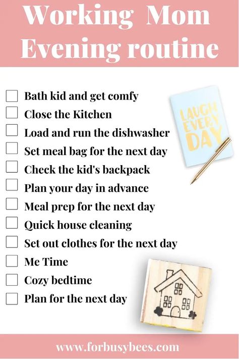 Routine For Working Mom, Productive Evening Routine, Productive Night Routine, Evening Routine Ideas, Working Mom Routine, Single Working Mom, Working Mom Schedule, Boulet Journal, Mom Routine