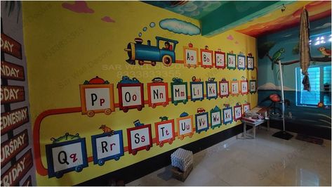 Sarwall Decors School Wall Painting, Led Wall Decor, Decor Market, School Wall Art, Creative Wall Decor, School Painting, Cement Wall, Wall Murals Painted, Professional Painters