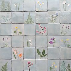 Handmade Ceramic Tiles, Tile Panels, Feature Tiles, Bathroom Backsplash, Unique Bathroom, Creative Living, Ceramic Wall Tiles, Kitchen Tiles, Lily Pads