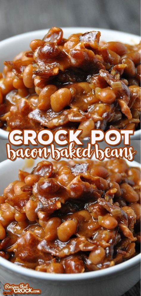 Baked Beans Recipe Crockpot, Bacon Baked Beans, Beans Recipe Crockpot, Southern Baked Beans, Baked Beans Crock Pot, Best Baked Beans, Baked Beans With Bacon, Beans In Crockpot, Baked Beans Recipe