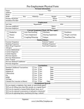 Work often requires a physical before hiring employees for a physically demanding position. This physical form is perfect for addressing all potential medical issues. Free to download and print Pre Employment Physical Form, Life Management Binder, Annual Physical Exam, Family Health History, Health History Form, Employment Form, Cover Sheet Template, Hiring Employees, Emergency Binder