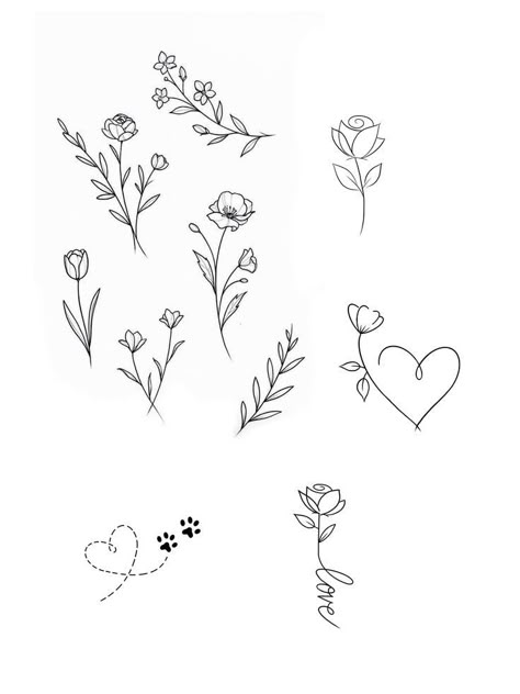 Best Mini Tattoos For Women, Mini Flower Drawing, Simple Floral Tattoo Design, Flower Matching Tattoos, Line Minimalist Tattoo, Fine Line Minimalist Tattoo, Simple Floral Tattoo, Mini Flower Tattoos, Flower Flash Tattoo