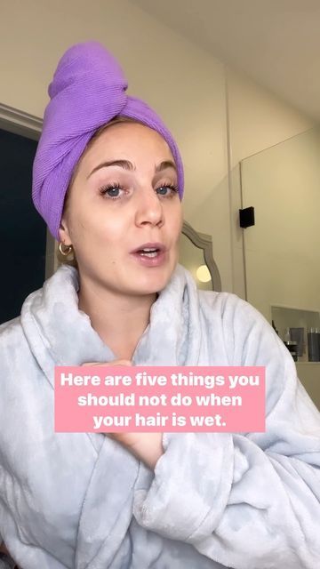 Angelynn | habits & lifestyle on Instagram: "What NOT to do when your hair is wet because did you know that your hair is the MOST fragile when wet? These are haircare tips that actually make a difference in the overall health & strength of your hair!! Follow along for more💕 Swap out your bath towel for a microfibre towel or old T-shirt I use @monatofficial unknot detangler & @tangleteezer hair brush for gentle brushing Swap elastics for claw clips or scrunches Always always always use a heat Microfibre Towel Hair, Microfibre Towel, Wavy Hair Overnight, Haircare Tips, Towel Dry Hair, Heat Protectant, Clip Hairstyles, Hair Towel, Overall Health