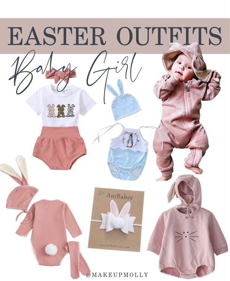 Easter Outfits Baby Girl, Toddler Girl Easter Outfit, Baby Bunny Outfit, Bunny Clothes, Easter Clothes, Baby Easter Outfit, Easter Outfit For Girls