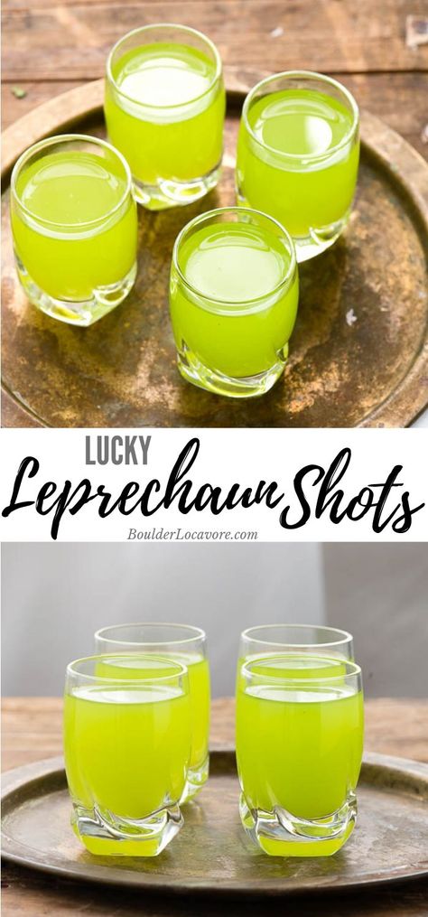 Lucky Leprechaun Shots taste like what a leprechaun would drink on vacation. Tropical fruity shots are delicious any time but color-perfect for St. Patrick's Day! Easy cocktail recipe with mocktail ideas included too! #cocktail #shot #leprechaun #StPatricksDay #easyrecipe Drunk Leprechaun Drink, Shots By The Pitcher, Fuzzy Leprechaun Cocktail, St Patrick’s Drinks, St Patrick’s Day Alcoholic Drinks, Interactive Cocktails, St. Patrick's Day, Irish Shots, Fruity Shots