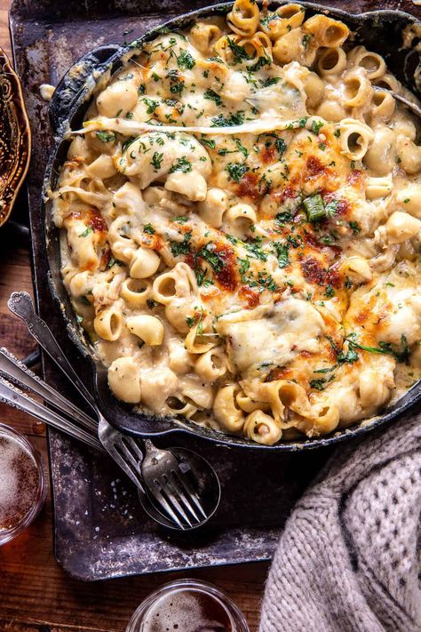 One Pot White Chicken Chili Mac and Cheese | halfbakedharvest.com Chicken Chili Mac, Saucy Chicken, Cheesy Mac, Half Baked Harvest Recipes, Chili Mac And Cheese, Cheesy Mac And Cheese, Creamy White Chicken Chili, Sweet Potato Skins, Chili Mac