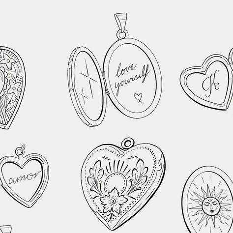 Small Tattoo Ideas Love, Oval Locket Tattoo, Heart Pendant Tattoo, Locket Tattoo With Initials, Traditional Locket Tattoo, Heart Locket Tattoo Design, Vintage Locket Tattoo, Locker Tattoo, Heart Locket Drawing