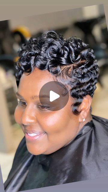 Wave Curls Short Hair Black Women, Finger Wave Styles, Ocean Waves Hairstyle For Black Women, Curly Hair For Women, Finger Waves On Short Hair, Short Perm Hairstyles For Black Women, Black Short Natural Haircut, Finger Waves On Short Curly Hair, Finger Waves For Black Women Long Hair