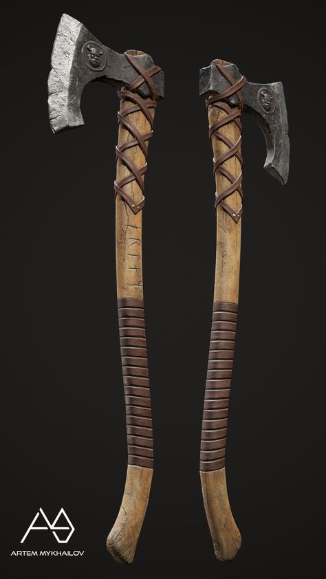 ArtStation - Viking Axe, Artem Mykhailov Machado Viking, Bug Out Gear, Normal Map, Celtic Art, Viking Warrior, Viking Tattoos, Knife Making, Game Assets, Axes