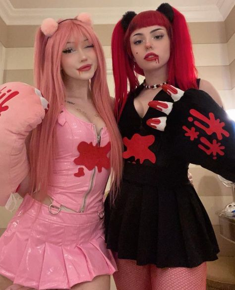 Gloomy Bear Inspired Makeup, Gloomy Bear Inspired Outfit, Gloomy Bear Halloween Costume, Matching Cosplay Couple, Gloomy Bear Costume, Gloomy Bear Makeup, Gloomy Bear Halloween, Gloomy Bear Outfit, Matching Cosplays