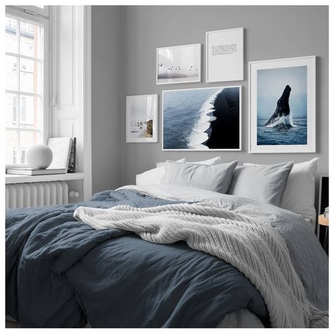 Bedroom Inspo Grey, Winter Bedroom, Trendy Bedroom, Gray Bedroom, Blue Rooms, Blue Bedroom, House Doctor, Bedroom Aesthetic, Grey Walls