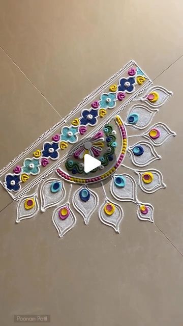 Rangoli Designs Latest Photo, Poonam Patil Rangoli, Rangoli Border Designs For Door, Rangoli Latest Designs Creative, Rangoli Designs Latest Unique For Diwali 2024, Best Rangoli Designs Diwali Unique, Pichwai Rangoli, Line Rangoli Design, Rangoli Unique Design