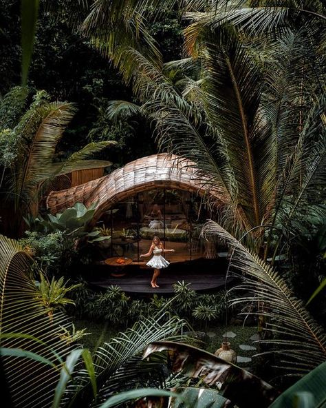 Joe - | Writer | Photographer on Instagram: "Take to the stage and life will play the symphony. Whether you choose to dance like no-one is watching is up to you. . @agirlwhoblooms taking centre stage at @hideoutbali latest addition to their eco-friendly bamboo villas, Cocoon. . #bali #airbnb #baligasm #baliindonesia #indonesia #indotravel #wonderfulindonesia #baligasm #balilife #balilivin #architecture #tlpicks #travelandleisure #cntraveler #forbestravelguide #beautifuldestinations #beautifulhot Bali Airbnb, Bamboo Villa, Eco Lodge, Bamboo Design, Centre Stage, Beautiful Photos Of Nature, Beautiful Hotels, Villa Design, Luxury Resort