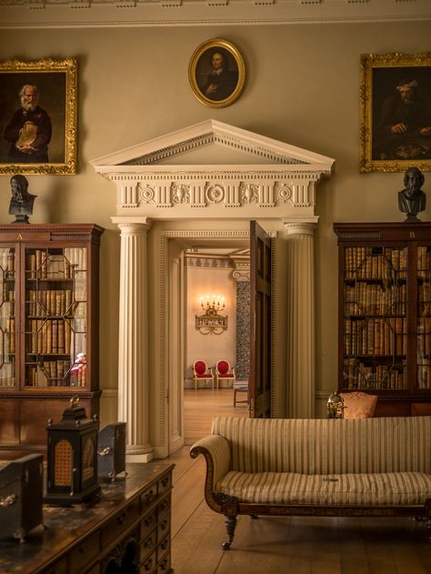 The Room Of Knowledge | Library, Kedleston Hall Derbyshire Kedleston Hall Interior, Neoclassic Home Interior Design, Neoclassical Library, Dream House Vintage, Georgian Interior Design, Libraries In Houses, Hall Aesthetic, Kedleston Hall, Manor House Interior