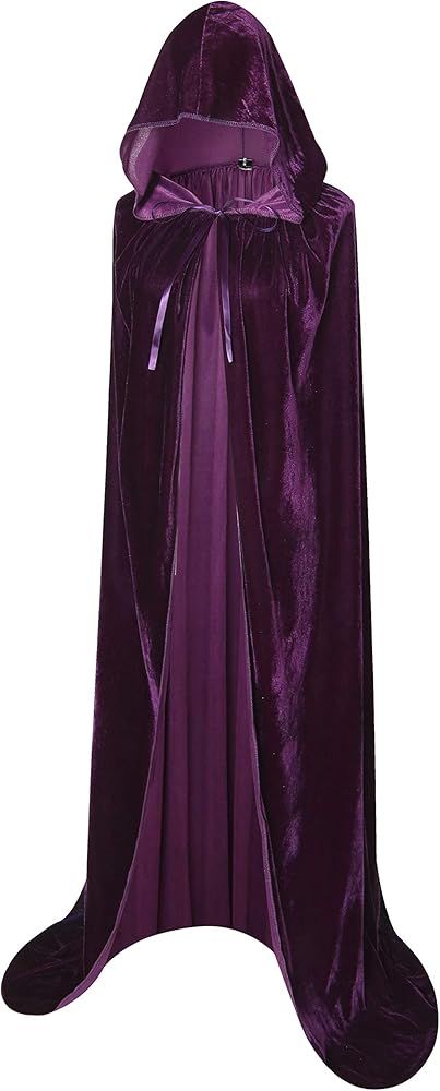 Amazon.com: BIGXIAN Long Hooded Cloak Velvet Cape Witch Costume Halloween Costumes for Women Men (Dark Green, X-Large) : Clothing, Shoes & Jewelry Long Hooded Cloak, Witch Costume Halloween, Purple Cape, Velvet Skin, Cape Costume, Velvet Cape, Costume Ball, Witch Halloween Costume, Masquerade Costumes