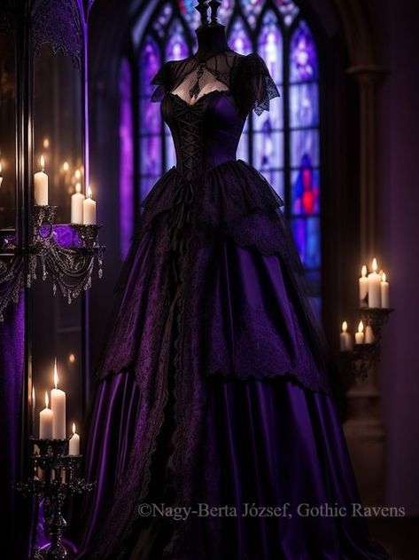 Modern Beard Styles, Goth Wedding Dresses, Purple Ball Gown, Dark Purple Dresses, Vampire Dress, Purple Goth, Dark Princess, Purple Wedding Dress, Gothic Wedding Dress