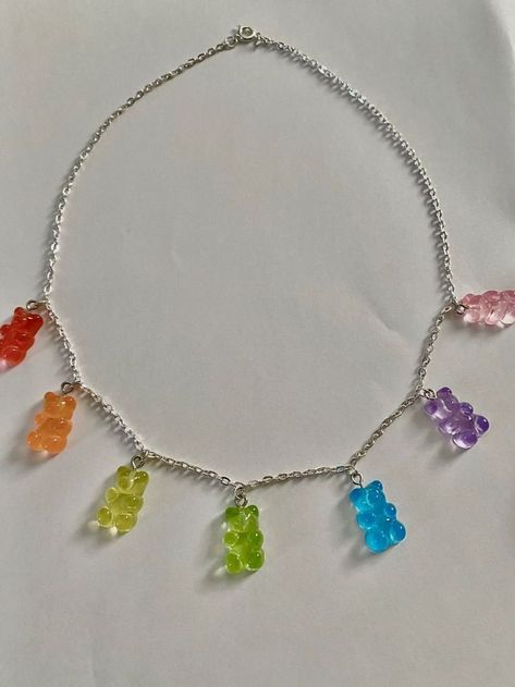 Gummy Bear Necklace, Indie Jewelry, Rings Handmade, Bear Necklace, Dope Jewelry, Girly Accessories, Earrings Accessories, Gummy Bear, Funky Jewelry