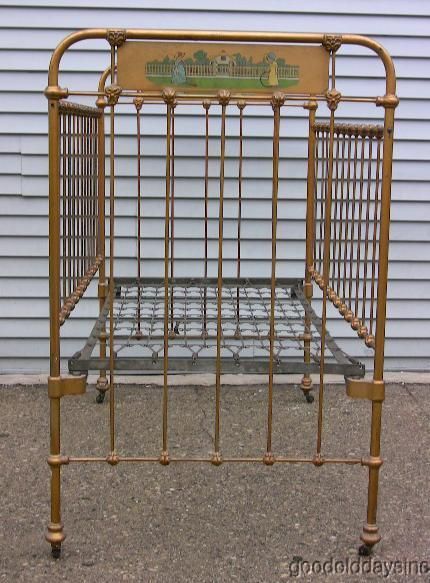 Antique Shabby Chic Cast Iron Metal Baby Bed Crib Iron Baby Bed, Antique Baby Cribs, Iron Crib, Metal Baby, Bed Crib, Beds Bedroom, Antiques Furniture, Furniture Beds, Iron Metal