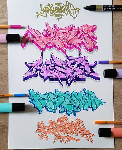 Julien Sld on Instagram: “Test new markers #sketching #sketches #sketchbook #color #markers #graffitiart #graffitis #graff #wildstylegraffiti #wildstyle #artwork…” Marker Art Graffiti, Paint Marker Graffiti, Different Graffiti Styles, Graffiti Color Combos, Graffiti Color Schemes, Grafitti Color, Wildstyle Graffiti Sketch, Cool Graffiti Art, Graffiti Markers