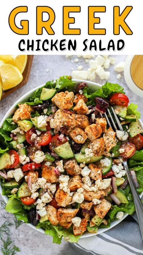 Greek Chicken Salads, Mediterranean Grilled Chicken Salad, Greek Avocado Chicken Salad, Greek Salad With Chicken Healthy Recipes, Mediterranean Diet Chicken Salad, Grilled Chicken Greek Salad, Greek Pasta Salad With Chicken, Chicken Mediterranean Salad, Greek Chicken Salad Bowl