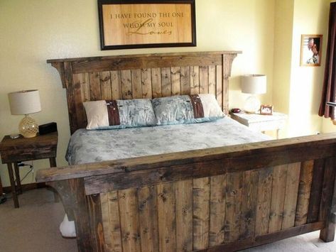 Barnwood Bed, Barnwood Headboard, Rustic Bedding Sets, Rustic Bed, Rustic Bed Frame, King Bed Headboard, Rustic Bedroom Furniture, Rustic Furniture Diy, Deco Champetre