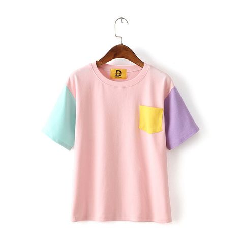 Buy Tiny Times Color Block Crewneck T-Shirt | YesStyle Pastel, Wardrobe Goals, Women T Shirts, Tshirt Dress, Color Block, Open Shoulder Tops, Shirt Dress, Crew Neck, Wardrobe