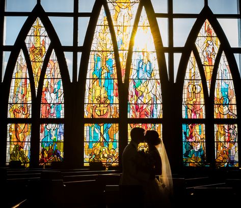 Stain glass window wedding portraits Stained Glass Backdrop Wedding, Stained Glass Window Wedding, Stained Glass Wedding Decor, Royal Wedding Aesthetic, Stained Glass Wedding, Small Church Weddings, Church Wedding Photography, Wedding Venues Church, Wedding Window