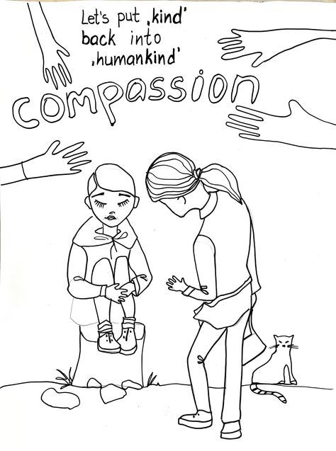 Compassion Poster Ideas, Compassion Drawing, Generosity Art, Aesthetic Assignment, Activies For Kids, Aesthetic Assignment Ideas, Assignment Ideas, Kindergarten Learning Activities, Easy Doodle