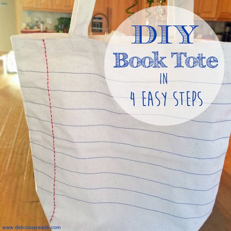 DIY Book Tote, Delicious Reads Book Club, Retreat library book for Nate Library Bag Diy, Sewing Projects For Book Lovers, Hygge Nook, Book Club Crafts, Diy Book Bag, Harry Potter Book Club, Book Bag Diy, Red Bookshelf, Book Themed Activities