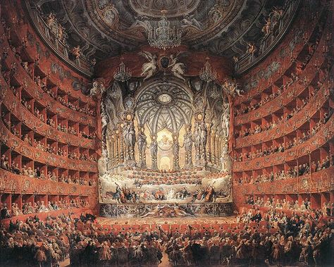 Giovanni Paolo Pannini. Musical Fête, 1747. Musée du Louvre, Paris.  The painting depicts the musical fête given by the Cardinal de la Rochefoucauld at the Theatre Argentina, Rome, on 15 July 1747 in honour of the marriage of the Dauphin of France. Monteverde, Cris Ortega, Giovanni Paolo Panini, Cavalleria Rusticana, Classical Period, Sebastian Bach, Italian Painters, Thomas Kinkade, A4 Poster