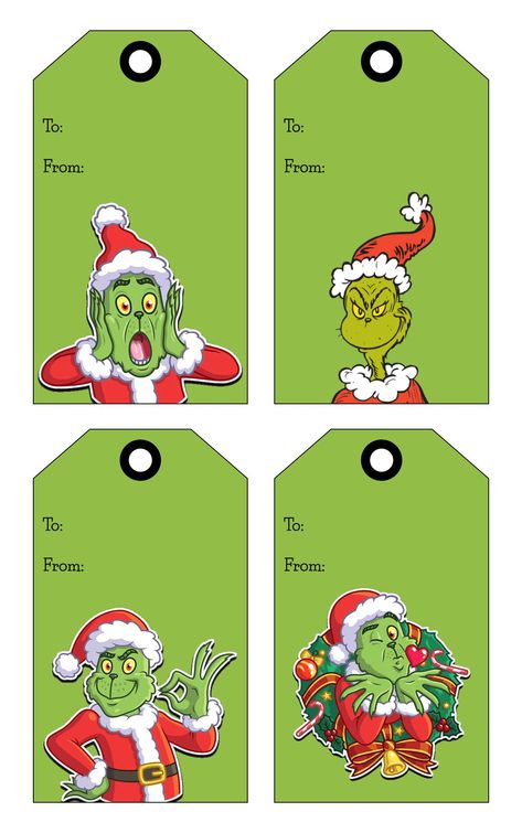 Free Printable Grinch Pictures, Grinch Labels, Grinch Printables Free Signs, The Grinch Printables, Free Printable Grinch Christmas Gift Tags, X Mas Gifts, New Year's Gifts, Grinch Tags Printable Free, Grinch Christmas Tree Printable