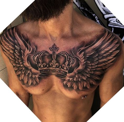 Angel Wings Chest Tattoo, Rio Tattoo, Chest Tattoo Wings, Flowers Henna, Natur Tattoo Arm, Wing Tattoo Men, Female Angel, Full Chest Tattoos, Chest Tattoo Female