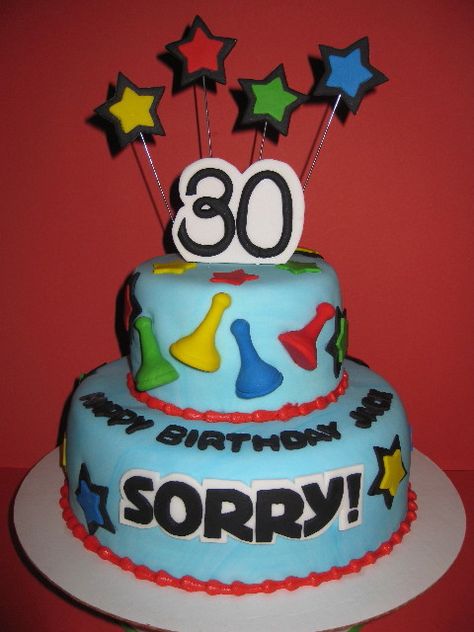 Sorry Cake!! Love it! Board Game Cake, Game Birthday Cake, Sorry Game, Sorry Board Game, Congratulations Cake, Game Cake, Cake Wrecks, New Year's Cake, 30 Birthday Cake