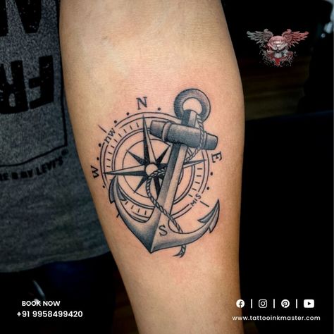 This tattoo is inspired by the helmsman's qualities. A constant struggle to find the exact location in the vast blue sea. You don't know what is there on your way, you just need to be consistent and need to keep a positive attitude towards everything. Ready to face the big waves he never gives up. We also need to have towards the life we are living. Life will come with all vast conditions with a little shower of #BesttattooartistinDelhi #BestTattooArtistInNoidaSector15 Anchor And Compass Tattoo, Anchors Tattoo, Struggle Tattoo, Anchor Compass Tattoo, Anchor Tattoo Meaning, Small Anchor Tattoos, Tattoo Homme, Navy Tattoos, Coordinates Tattoo